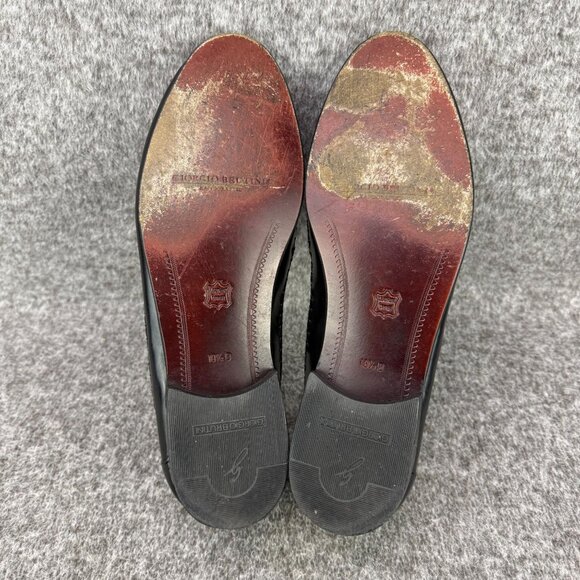 ✅ Mens 10.5 Giorgio Brutini Le Glove Loafers Black Leather Tassel Fringe Slip-On main image 10